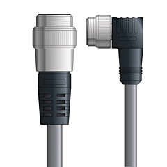 LAPP UNITRONIC&reg; Devicenet&trade; Thick Extension Cordsets - 5-pos. male 7/8 inch straight to 5-pos. male 7/8 inch 90&deg; - Stationary - Gray PVC - 1m