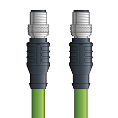 LAPP ETHERLINE&reg; PROFINET&reg; Extension Cordset - 4-pos. male M12 straight connector to 4-pos. female M12 straight connector - Green PVC -  Continuous Flex -2m