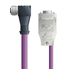 LAPP UNITRONIC&reg; PROFIBUS&reg; D-Sub Cordsets to Straight Module - 5-pos. female M12 90&deg; to D-sub straight - Violet Polyurethane (PUR) - Continuous Flex - 5m