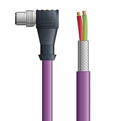 LAPP UNITRONIC&reg; PROFIBUS&reg; Single-Ended Cordsets - 5-pos. male M12 90&deg; to Flying leads - Violet Polyurethane (PUR) - Continuous Flex - 10m
