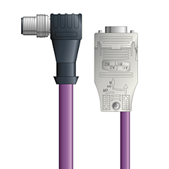 LAPP UNITRONIC&reg; PROFIBUS&reg; D-Sub Cordsets to Straight Module - 5-pos. male M12 90&deg; to D-sub straight - Violet PVC - Stationary  - 5m
