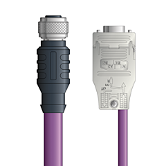 LAPP UNITRONIC&reg; PROFIBUS&reg; D-Sub Cordsets to Straight Module - 5-pos. female M12 straight to D-sub straight - Violet Polyurethane (PUR) - Continuous Flex - 5m