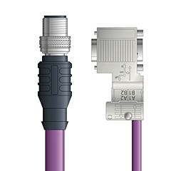 LAPP UNITRONIC&reg; PROFIBUS&reg; D-Sub Cordsets to Master Module - 5-pos. male M12 straight to D-sub master - Violet Polyurethane (PUR) - Continuous Flex - 10m