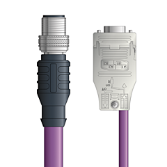 LAPP UNITRONIC&reg; PROFIBUS&reg; D-Sub Cordsets to Straight Module - 5-pos. male M12 straight to D-sub straight - Violet PVC - Stationary  - 5m
