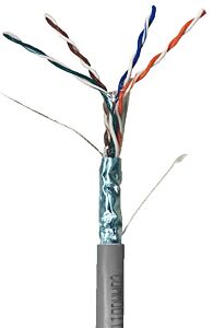 CAT5e Shielded Plenum Rated PVC Ethernet Cable - 24 AWG 4 Pair - Gray