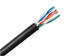 CAT5e Direct Burial PVC Ethernet Cable - 24 AWG 4 Pair - Black