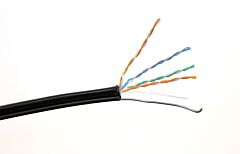 CAT5e Direct Burial Aerial W/ Messenger PVC Ethernet Cable - 24 AWG 4 Pair - Black