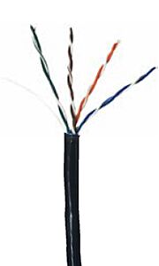CAT5e Unshielded Plenum Rated PVC Ethernet Cable - 24 AWG 4 Pair - Black