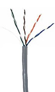 CAT5e Unshielded Plenum Rated PVC Ethernet Cable - 24 AWG 4 Pair - Gray