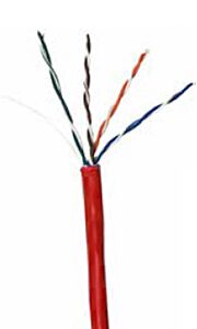 CAT5e Unshielded Plenum Rated PVC Ethernet Cable - 24 AWG 4 Pair - Red
