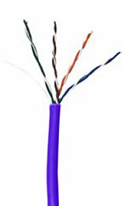 CAT5e Unshielded Plenum Rated PVC Ethernet Cable - 24 AWG 4 Pair - Violet
