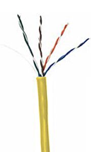 CAT5e Unshielded Plenum Rated PVC Ethernet Cable - 24 AWG 4 Pair - Yellow