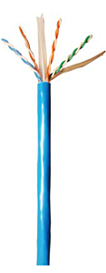 CAT6A Unshielded Plenum Rated PVC Ethernet Cable - 23 AWG 4 Pair - Blue