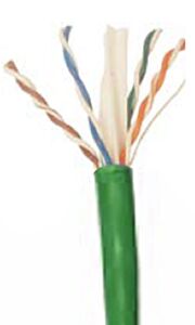 CAT6 Unshielded Plenum Rated PVC Ethernet Cable - 23 AWG 4 Pair - Green