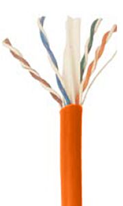 CAT6 Unshielded Plenum Rated PVC Ethernet Cable - 23 AWG 4 Pair - Orange