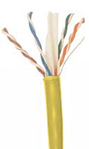 CAT6 Unshielded Plenum Rated PVC Ethernet Cable - 23 AWG 4 Pair - Yellow