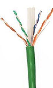 CAT6 Unshielded PVC Ethernet Cable - 23 AWG 4 Pair - Green