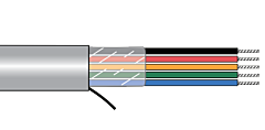 Alpha EcoCable&reg; Mini Unshielded Multiconductor Cable - 24 AWG 20 Conductor - Slate - 300V - 1000 ft