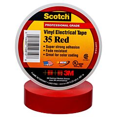 Scotch Professional Grade Color Coding Vinyl Electrical Tape 35 - Red