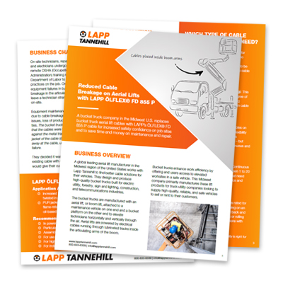 Case Study pdf on reducing cable breakage in bucket trucks with the use of a flexible robotics cable