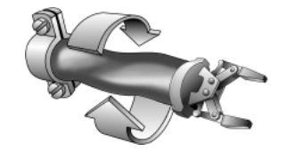 Illustrated cable with 2 arrows indicating a twisting range of motion.