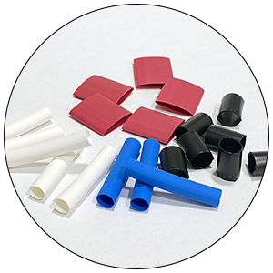 Tubing Cutting & Marking Different colors and sizes of cut tubing pieces.